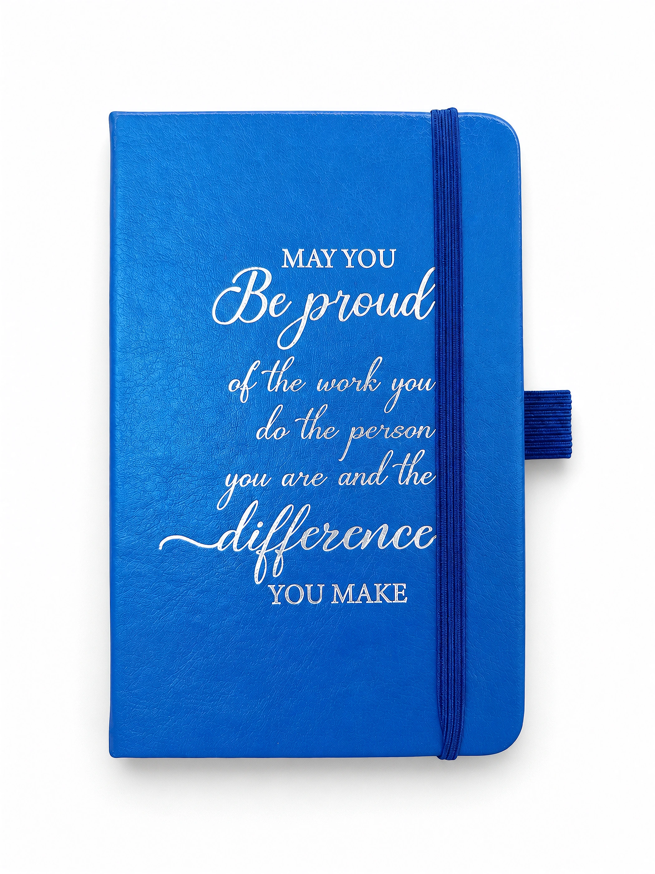 Blue Quote Elastic Strap Notebook front view