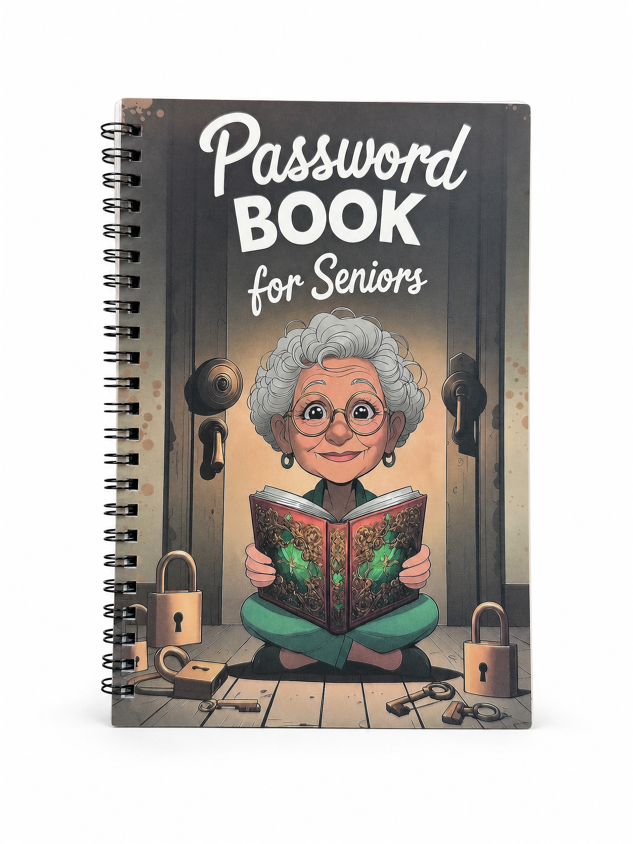 Password Book for Seniors Spiral Notebook front view