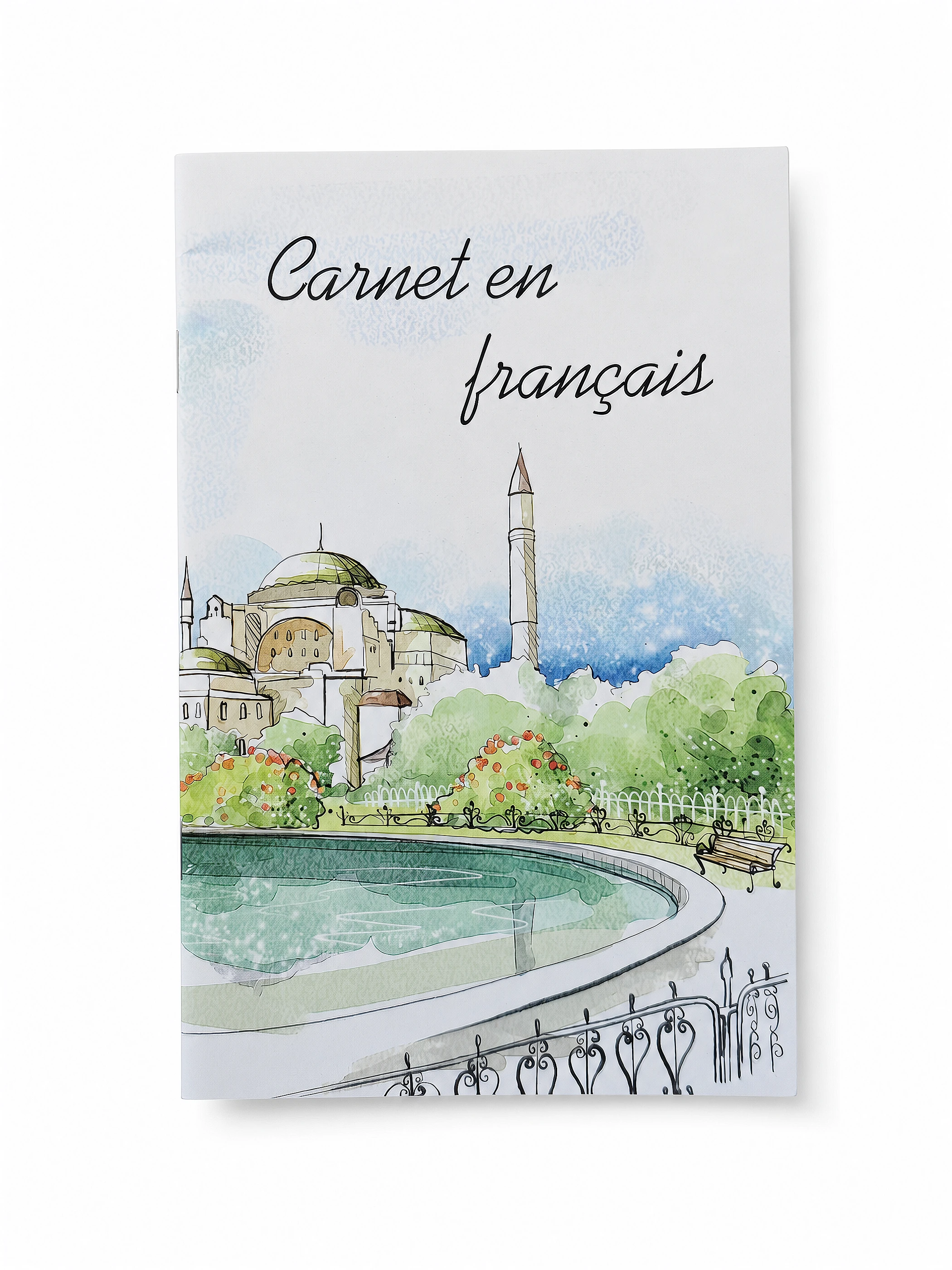 Watercolor French Softcover Notebook front view
