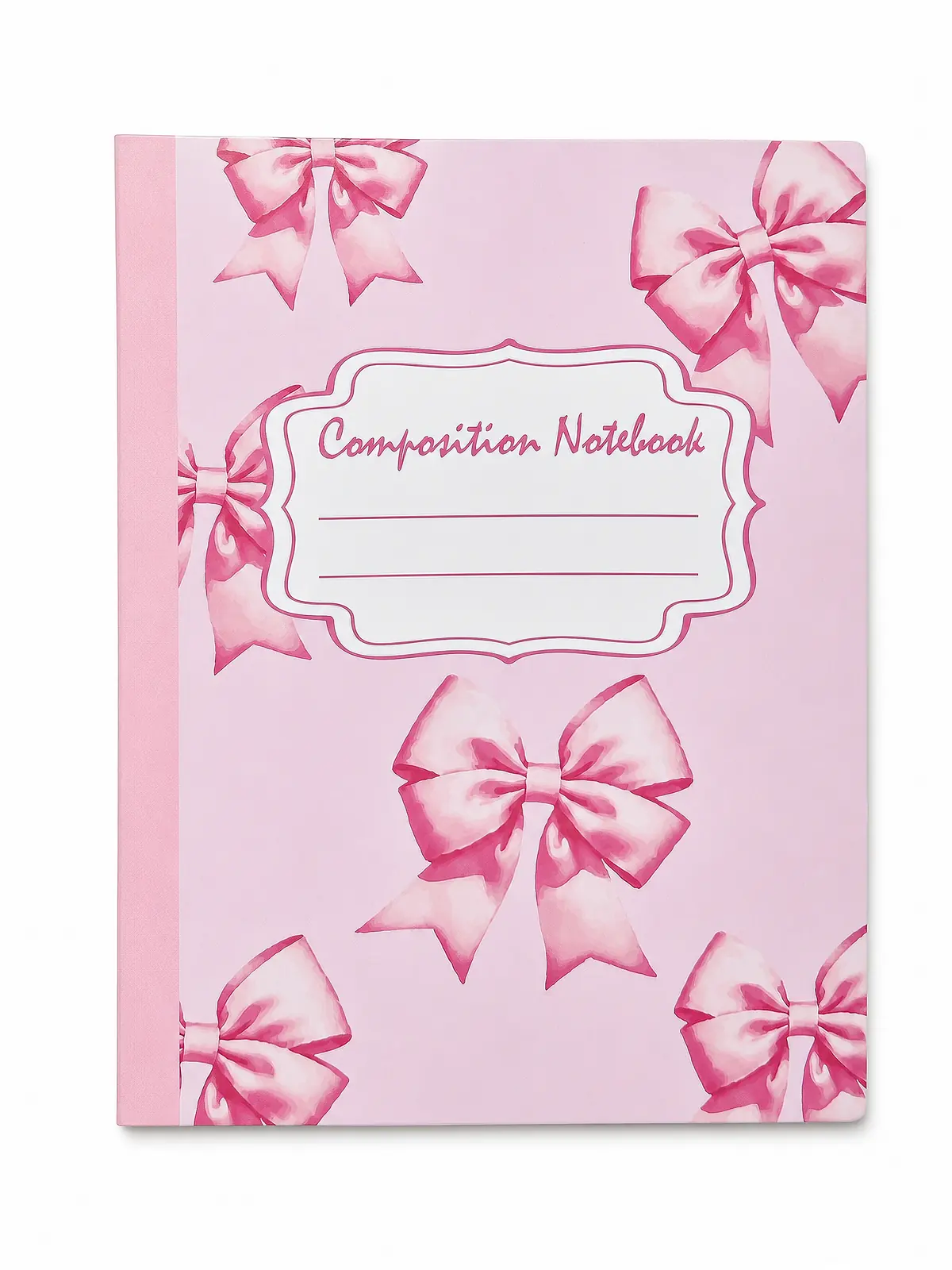 Case 36 pink bow glue-bound notebook front cover reference