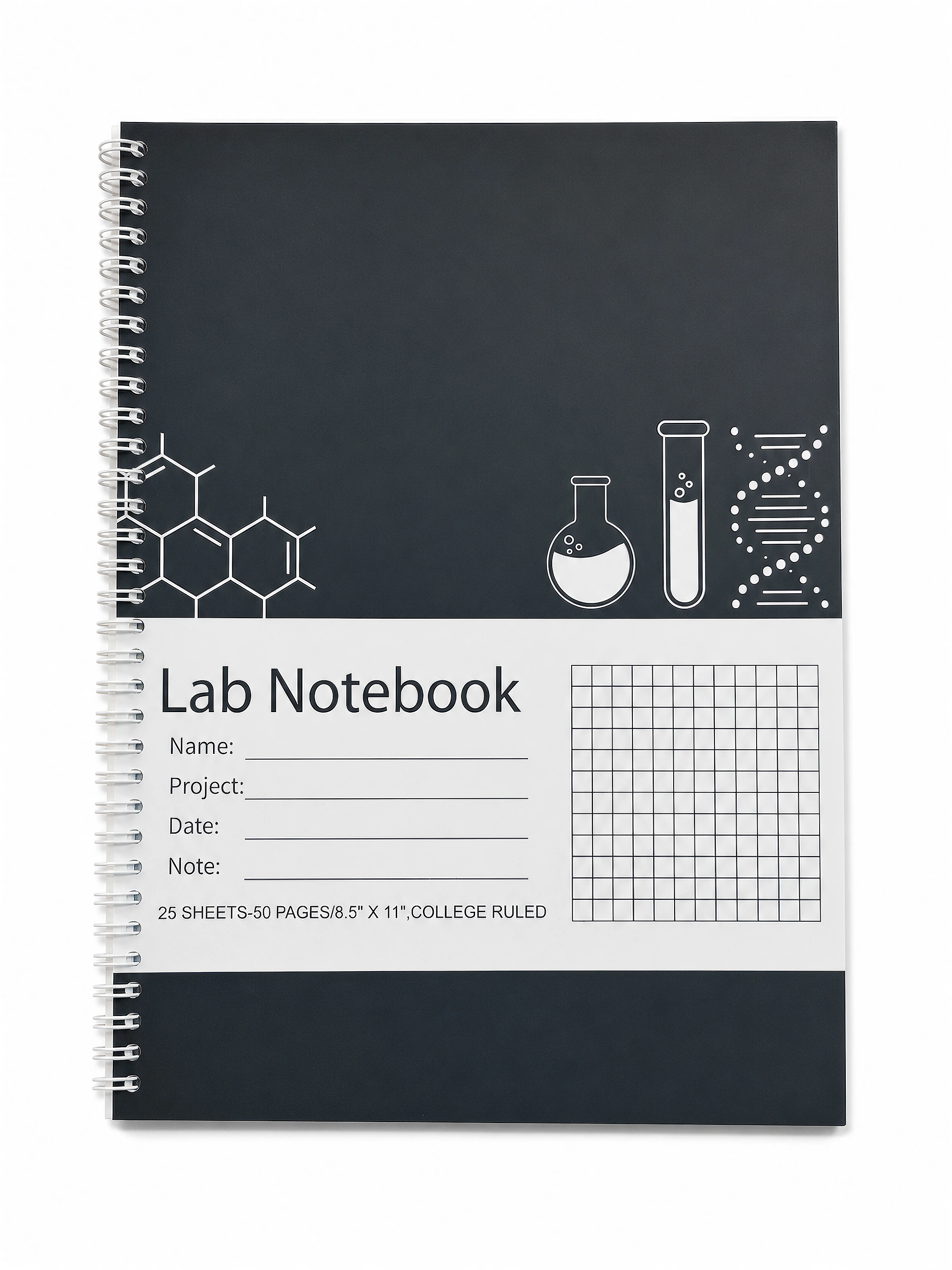 Lab Notebook Spiral Workbook front view