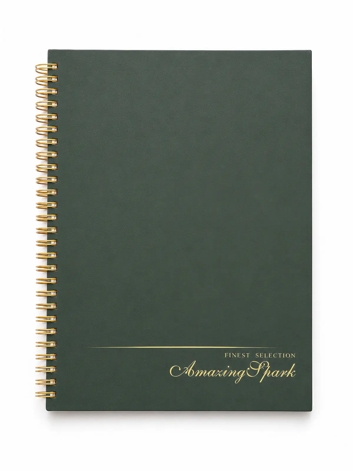 Dark green Wire-O notebook sample
