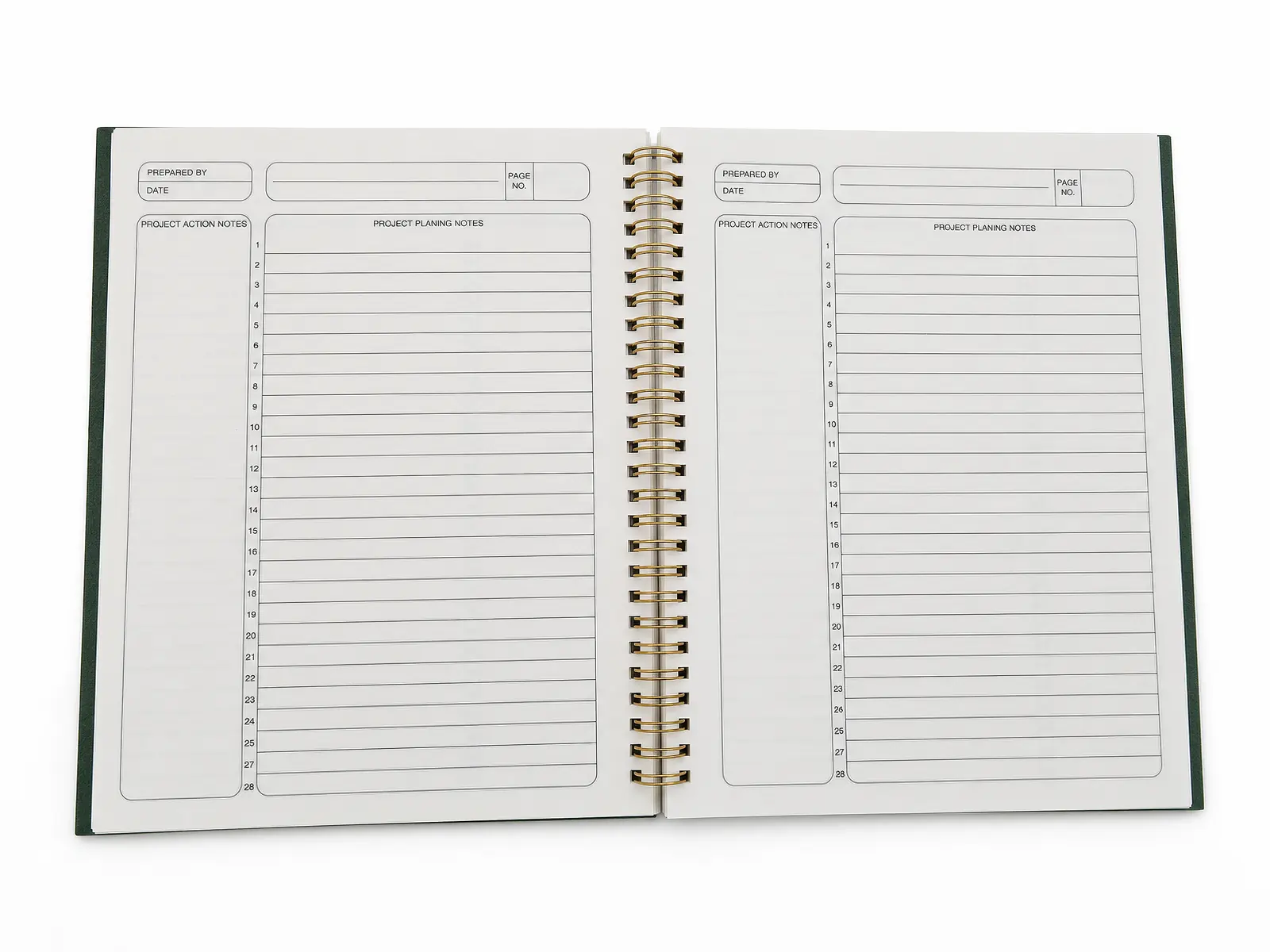 Planner interior printed page reference