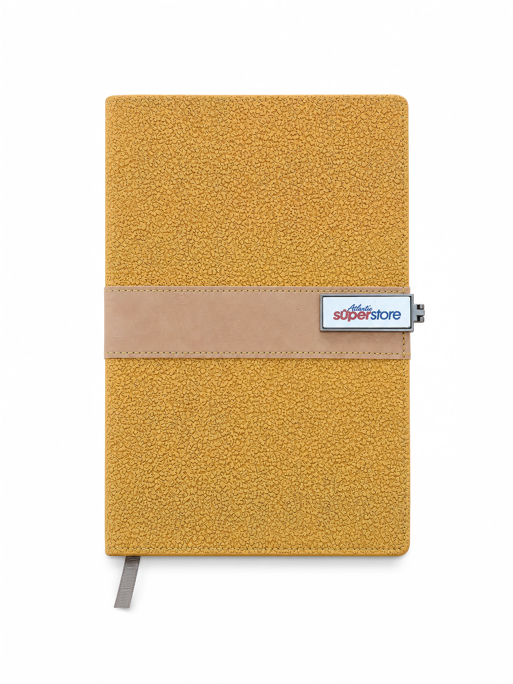 Yellow Textured Notebook with Elastic Band front view