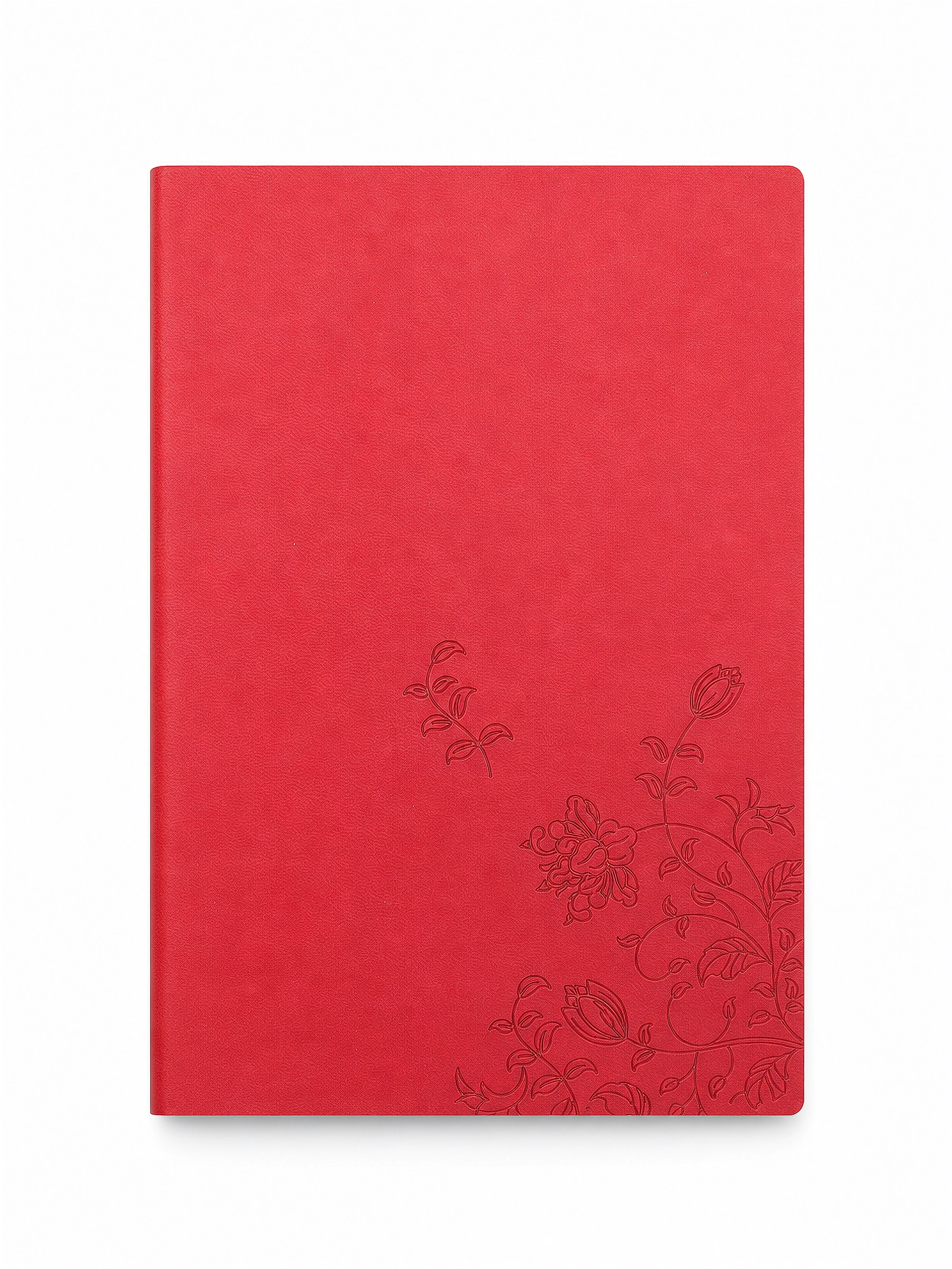 Red Floral Deboss Softcover Notebook front view