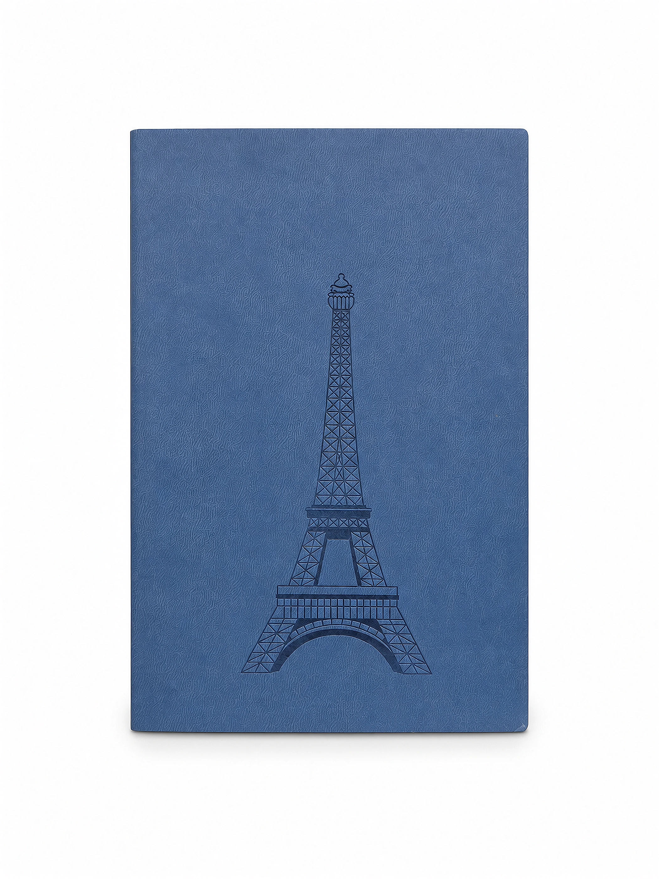 Blue Eiffel Tower Deboss Notebook front view