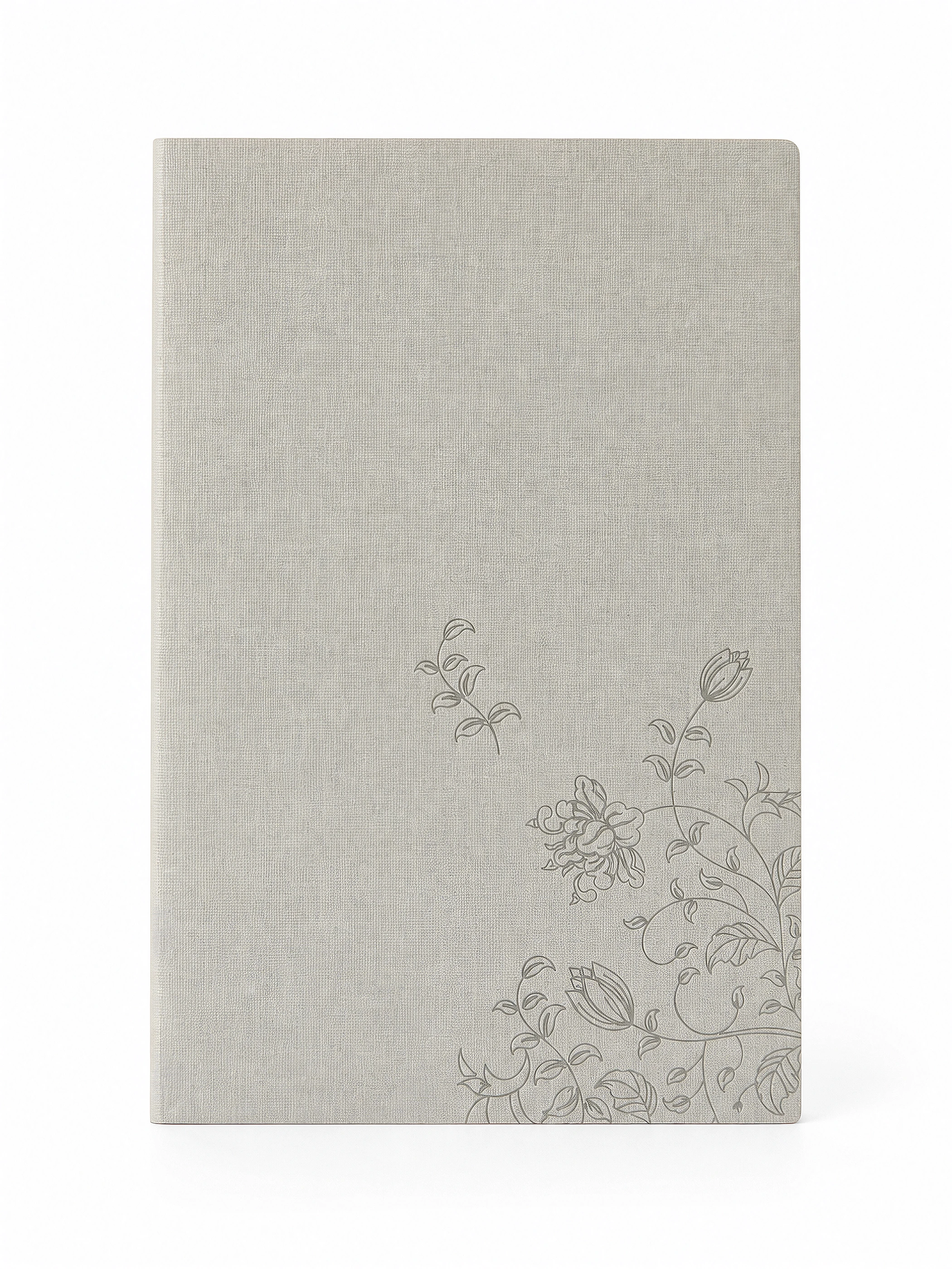 Beige Floral Deboss Softcover Notebook front view