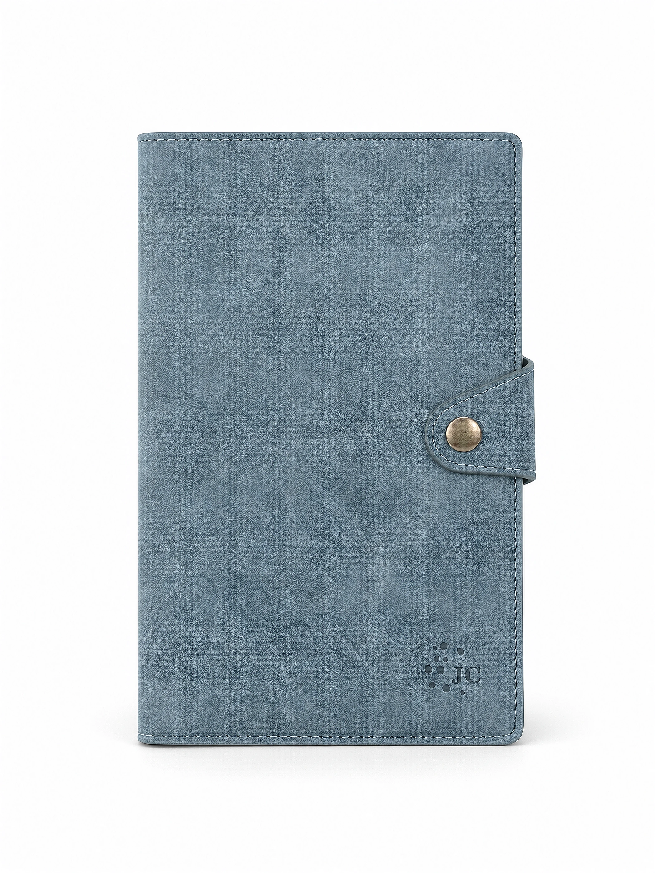 Blue Snap Button PU Notebook front view