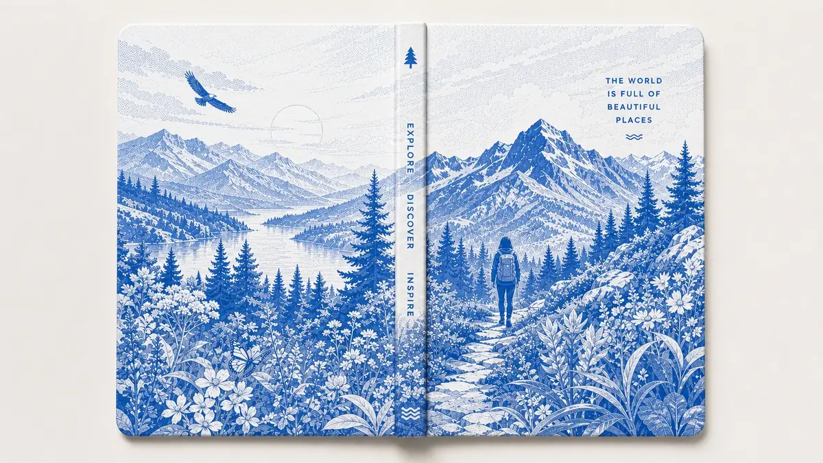 Single-color cobalt blue notebook cover artwork printing reference